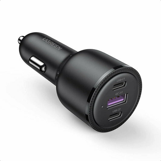 UGREEN 69W 2 X USB-C, 1 X USB Ports Car Charger (Black) – Model CD239 – Compact In-Car Fast Charging Power Adapter for Smartphones, Tablets and USB Devices