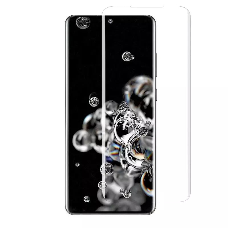 Pack of UV Glue Full Screen Protector Tempered Glass + Carbon Back Sticker and Camera Lens Protection for Samsung S20 Ultra