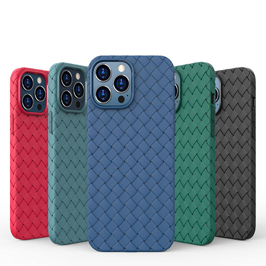 iPhone 13 Pro Cross Grid Weaving Pattern Design Silicone Case back Cover