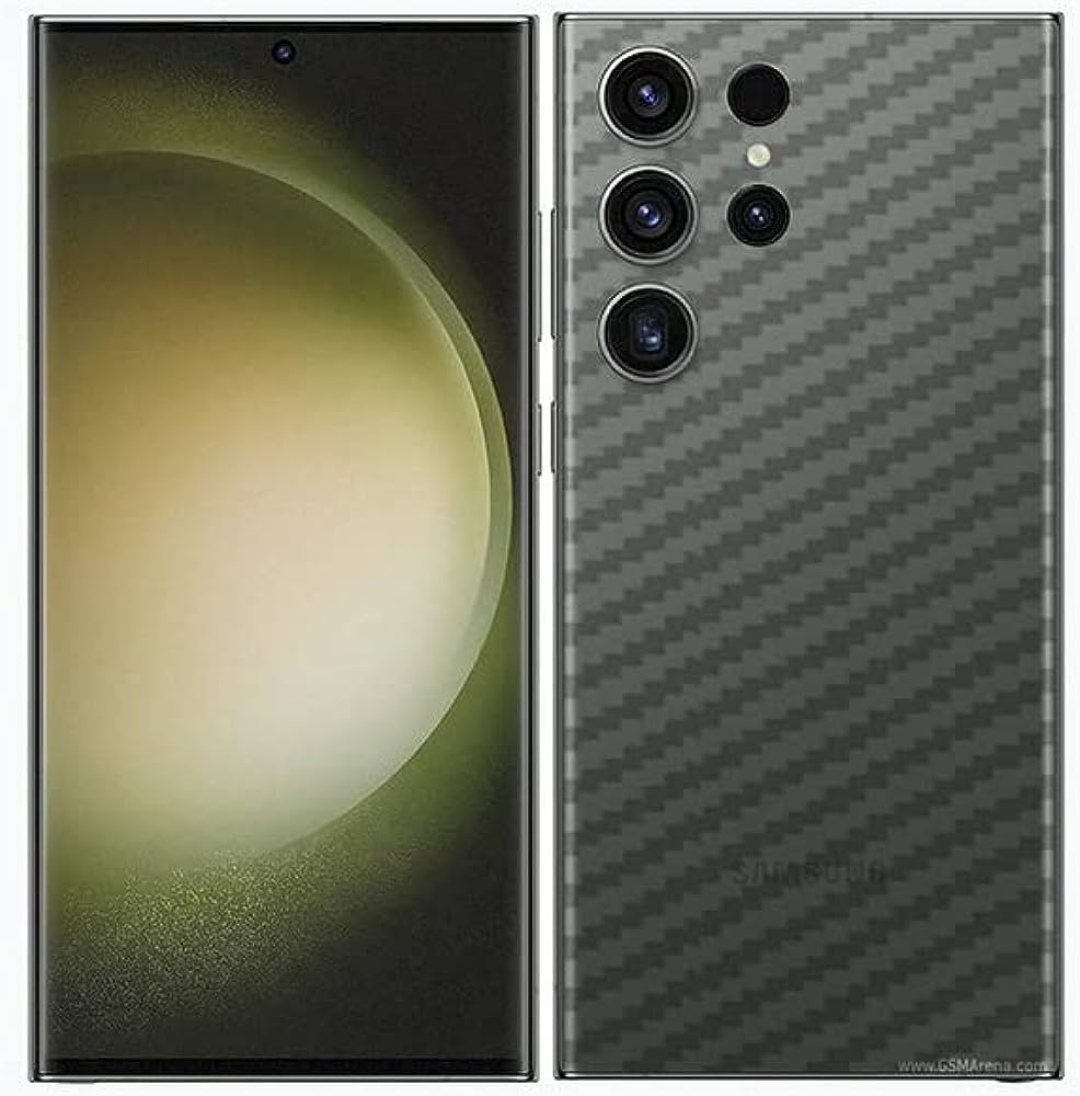 Pack of UV Glue Full Screen Protector Tempered Glass + Carbon Back Sticker and Camera Lens Protection for Samsung S23 Ultra