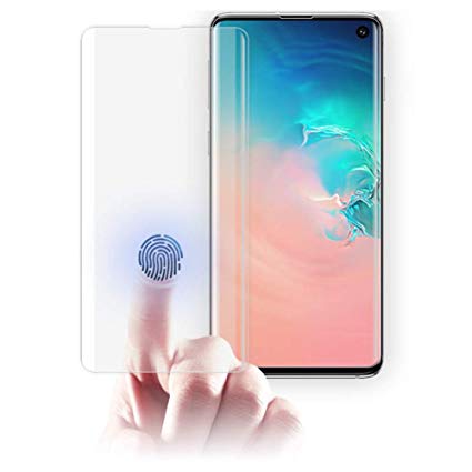 Pack of UV Glue Full Screen Protector Tempered Glass + Carbon Back Sticker and Camera Lens Protection for Samsung S10