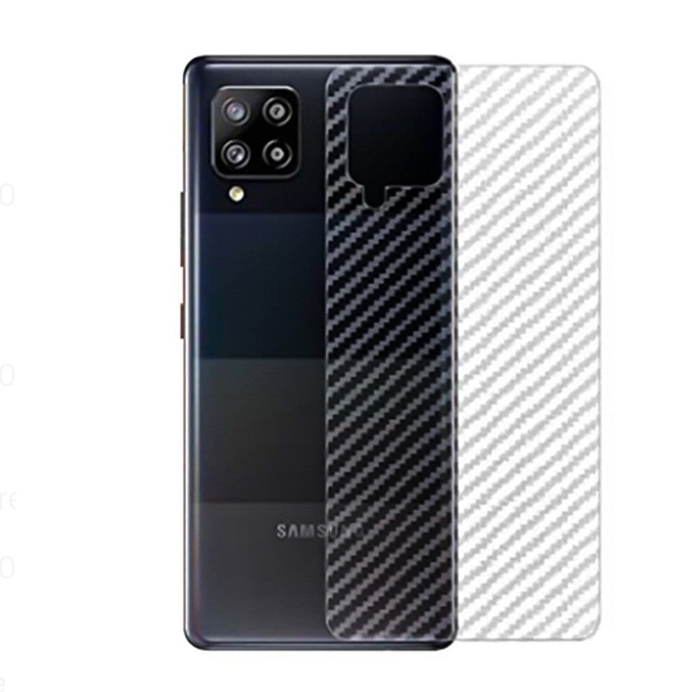 Combo Pack of Tempered Glass Screen Protector, Carbon Fiber Back Sticker, Camera lens Clear Glass Bundel for Samsung Galaxy A12