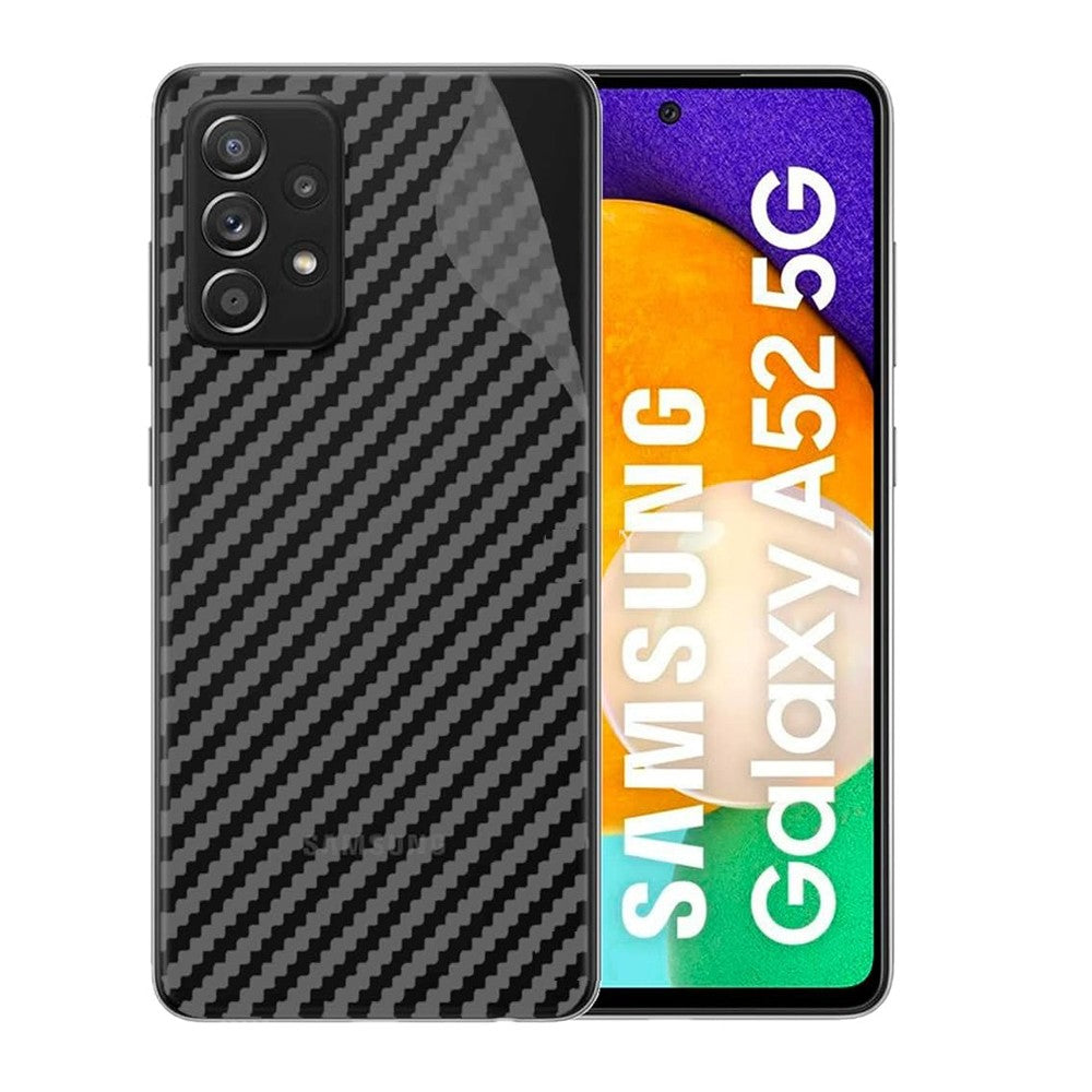 Combo Pack of Tempered Glass Screen Protector, Carbon Fiber Back Sticker, Camera lens Clear Glass Bundle for Samsung A52 5G