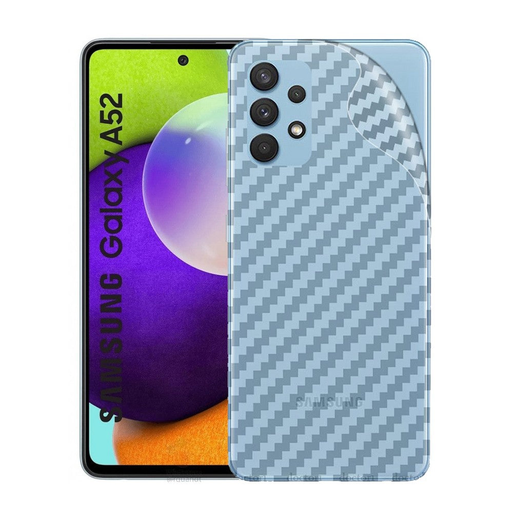 Combo Pack of Tempered Glass Screen Protector, Carbon Fiber Back Sticker, Camera lens Clear Glass Bundel for Samsung A52s 5G
