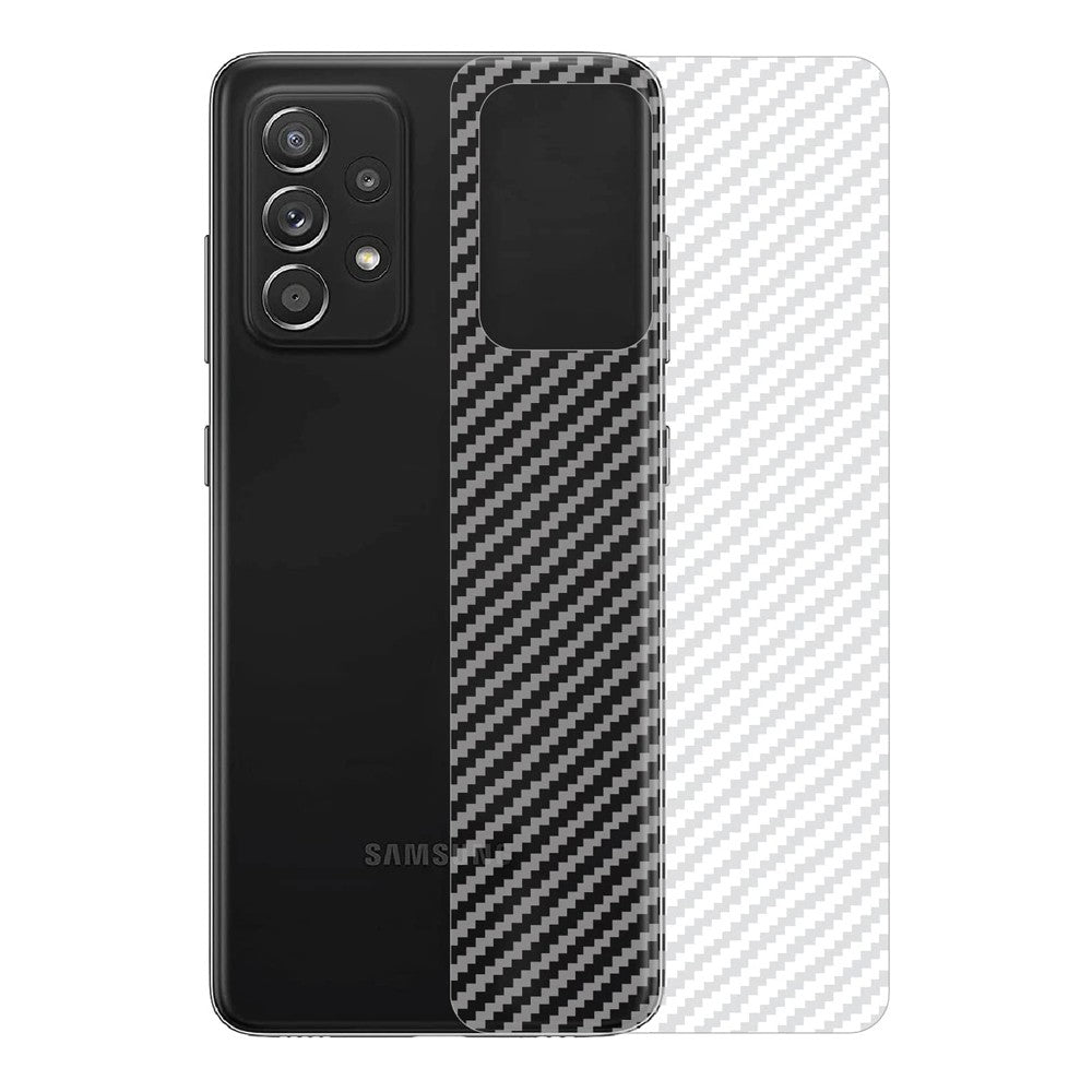 Combo Pack of Tempered Glass Screen Protector, Carbon Fiber Back Sticker, Camera lens Clear Glass Bundel for Samsung A72 4G