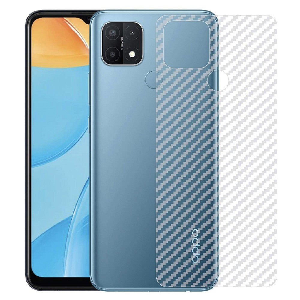 Combo Pack of Tempered Glass Screen Protector, Carbon Fiber Back Sticker, Camera lens Clear Glass Bundel for OPPO A15