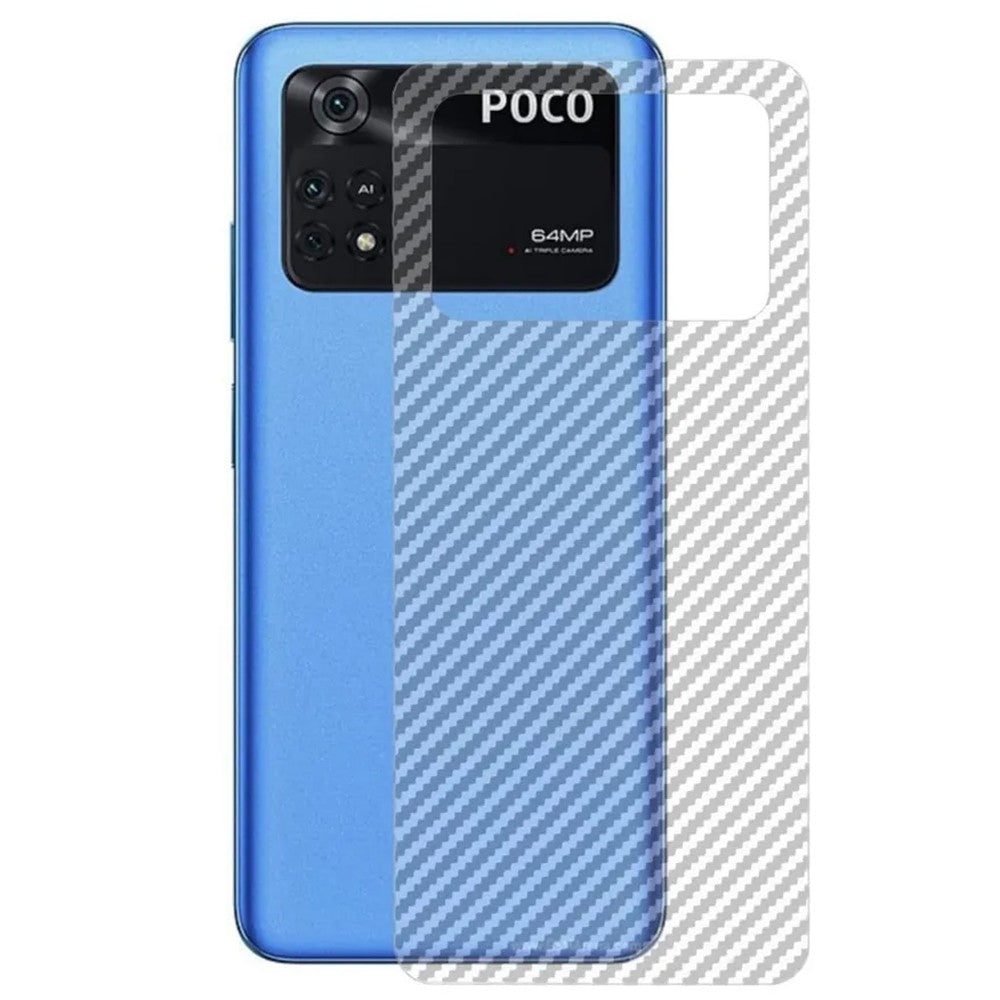 Combo Pack of Tempered Glass Screen Protector, Carbon Fiber Back Sticker, Camera lens Clear Glass Bundel for Mi POCO M4 Pro