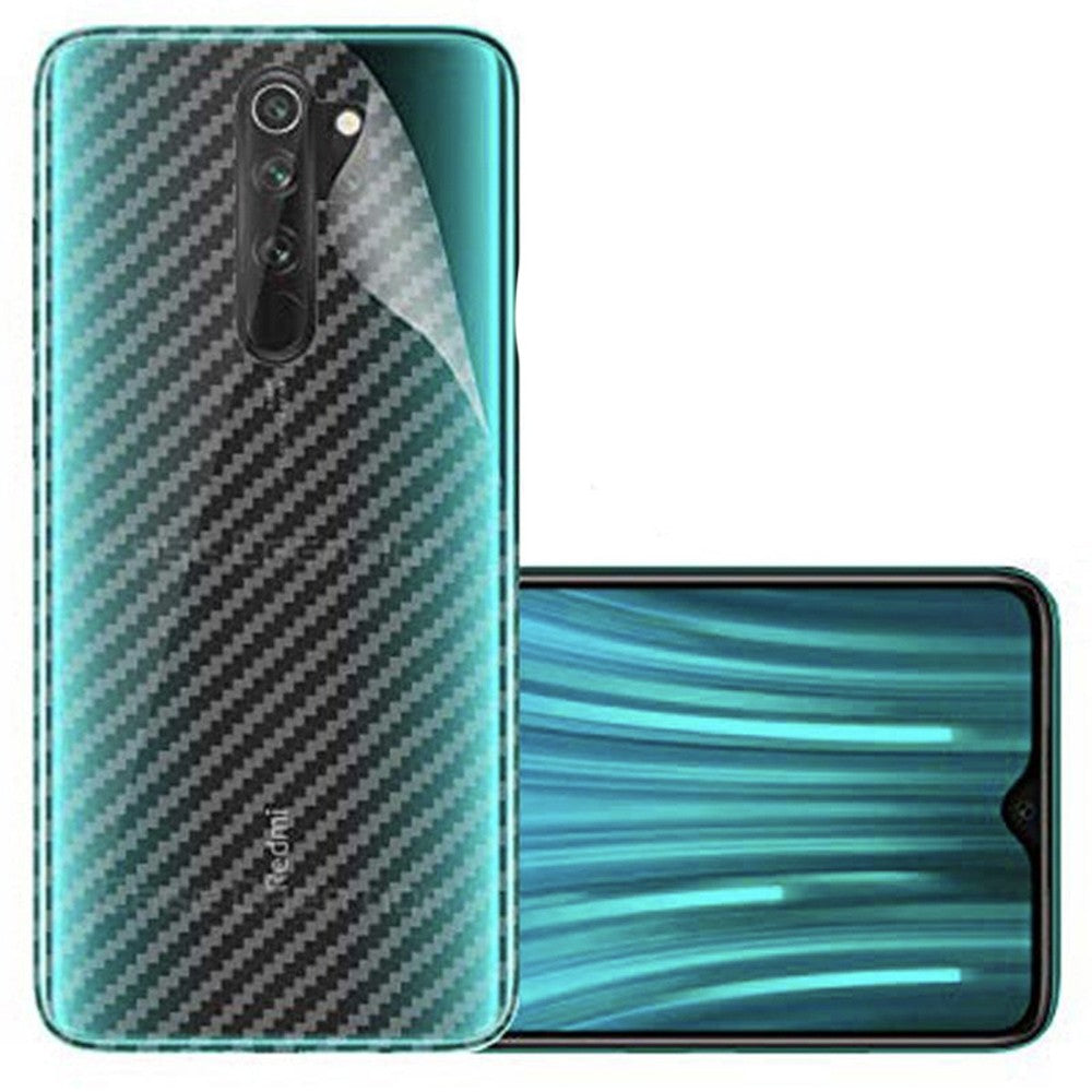 Combo Pack of Tempered Glass Screen Protector, Carbon Fiber Back Sticker, Camera lens Clear Glass Bundel for Redmi Note 8 Pro