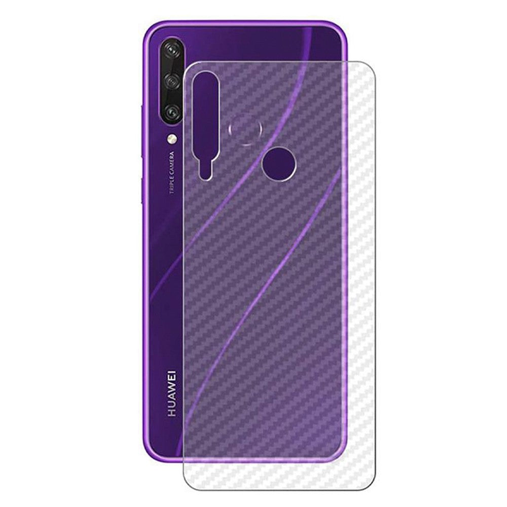 Combo Pack of Tempered Glass Screen Protector, Carbon Fiber Back Sticker, Camera lens Clear Glass Bundel for Huawei Y6p