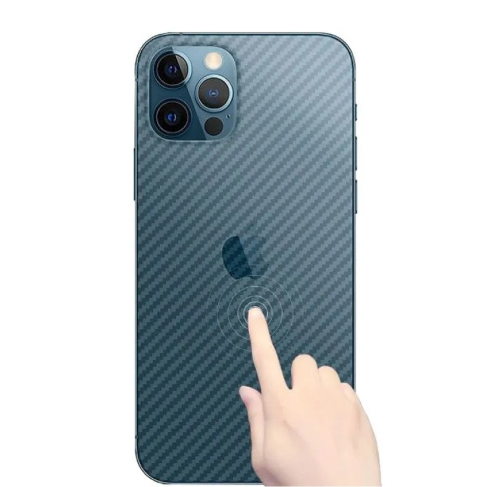 Combo Pack of Tempered Glass Screen Protector, Carbon Fiber Back Sticker, Camera lens Clear Glass Bundel for apple iPhone 12 Pro