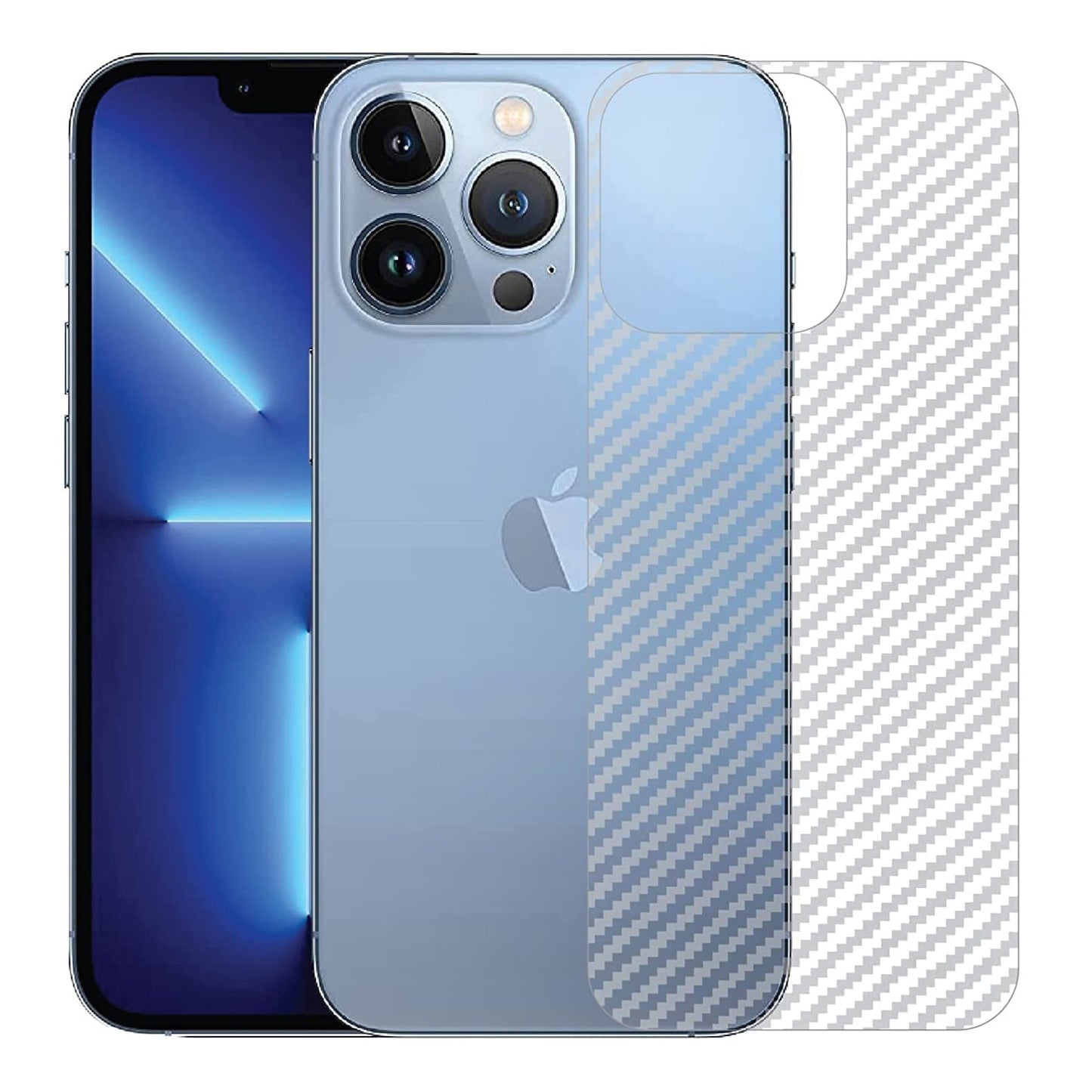 Combo Pack of Tempered Glass Screen Protector, Carbon Fiber Back Sticker, Camera lens Clear Glass Bundel for apple iPhone 12 Pro Max