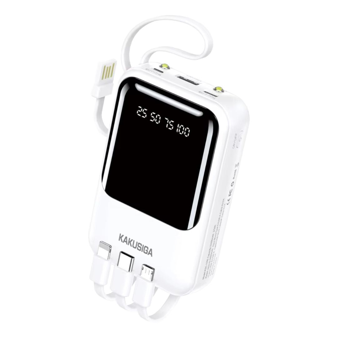 KAKUSIGA KSC-1095 4-in-1 Cable 10000mAh Power Bank White
