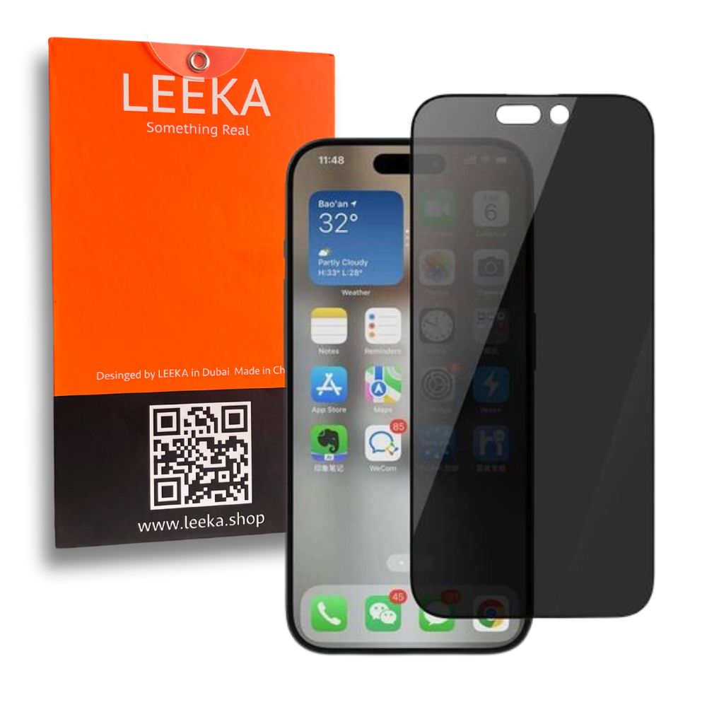 LEEKA Apple iPhone 15 Pro Supreme Quality Anti-Spy Privacy Glass Screen Protector
