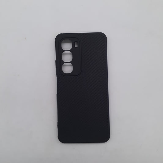 infinix Hot 60i Carbon Fiber texture Hard Rubber armour back cover shock-porof case