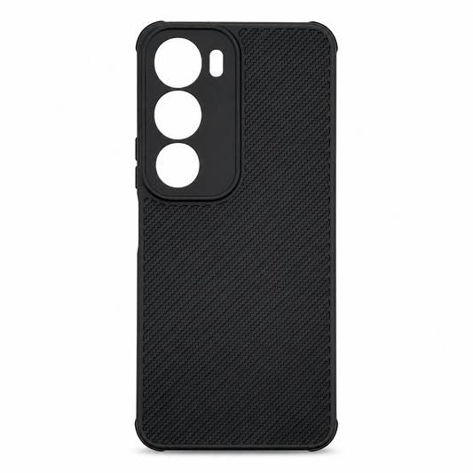Vivo Y19s Carbon Fiber texture Hard Rubber armour back cover shock-porof case