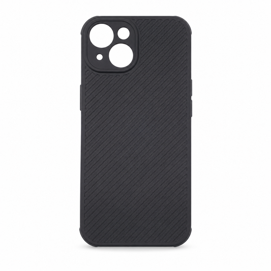 iPhone 15 Carbon Fiber texture Hard Rubber armour back cover shock-porof case
