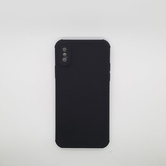 iPhone X Carbon Fiber texture Hard Rubber armour back cover shock-porof case