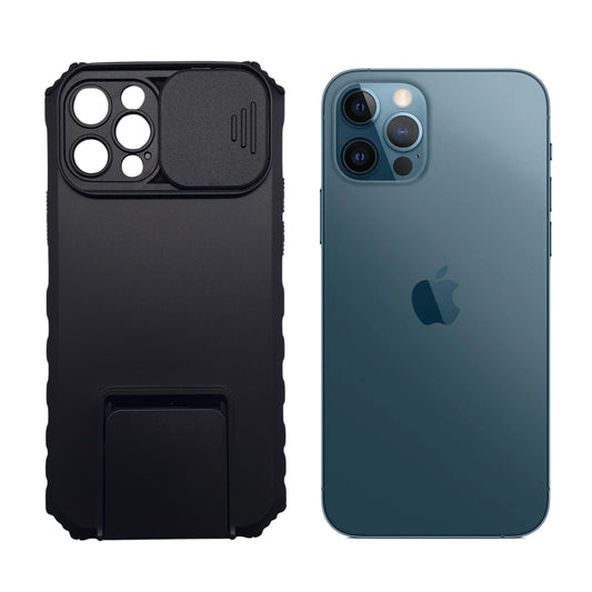 iPhone 12 Pro Heavy Duty Protective Case with Sliding Camera Cover and Integrated Kickstand for Hands-Free Viewing