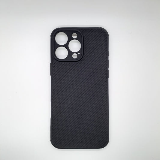 iPhone 16 Pro Max Carbon Fiber texture Hard Rubber armour back cover shock-porof case