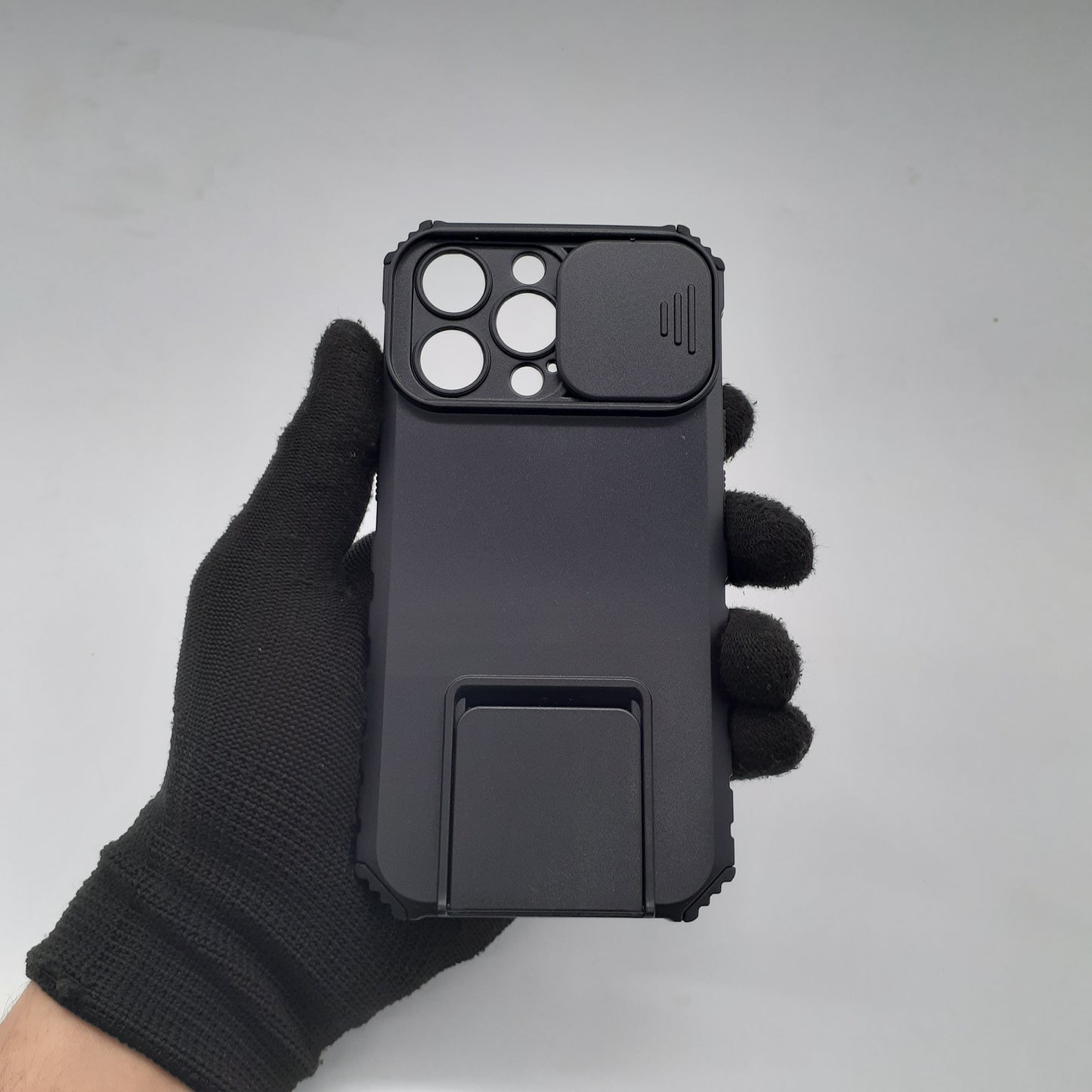 iPhone 13 Pro Heavy-Duty Protective Case with Integrated Camera Slide Cover and Multi-Angle Built-in Kickstand for Maximum Privacy and Hands-Free Viewing