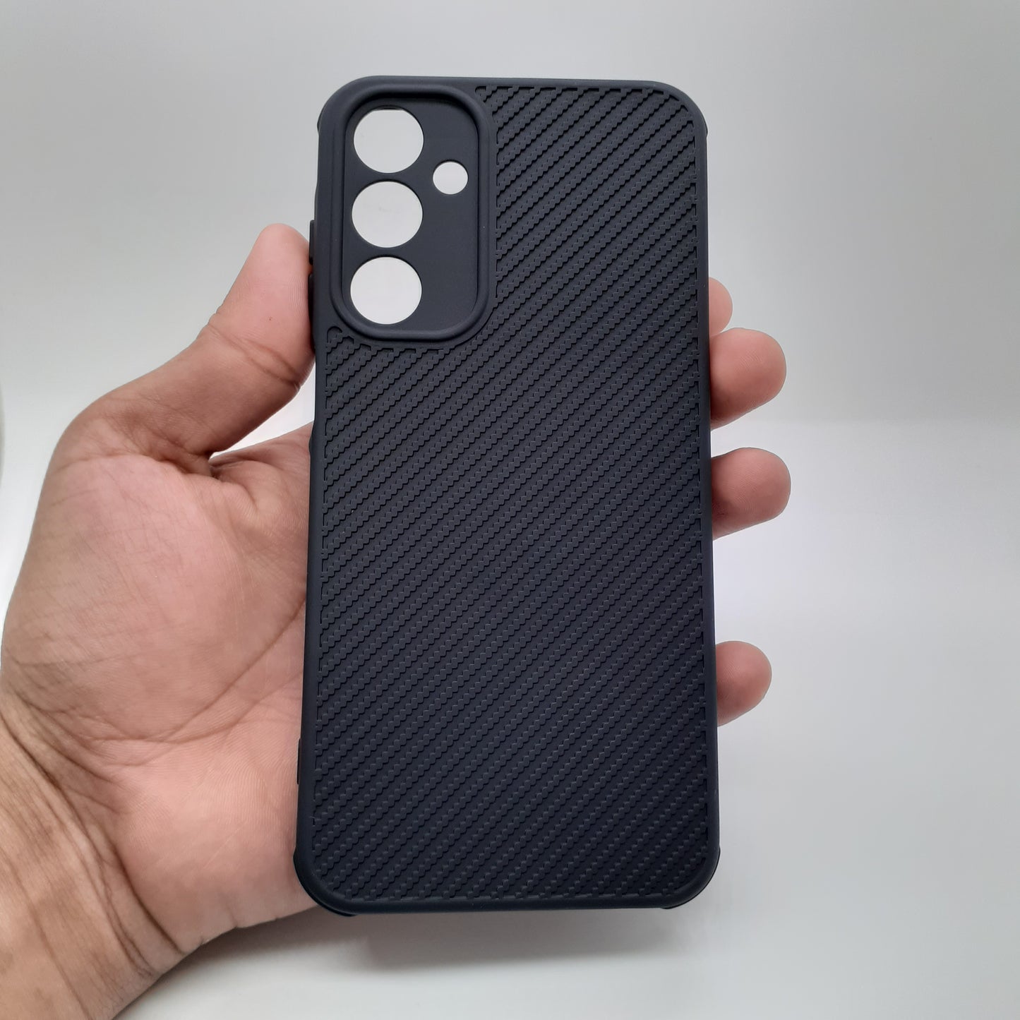 Samsung A25 Carbon Fiber texture Hard Rubber armour back cover shock-porof case