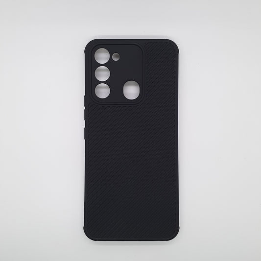 Tecno Spark 8C Carbon Fiber texture Hard Rubber armour back cover shock-porof case