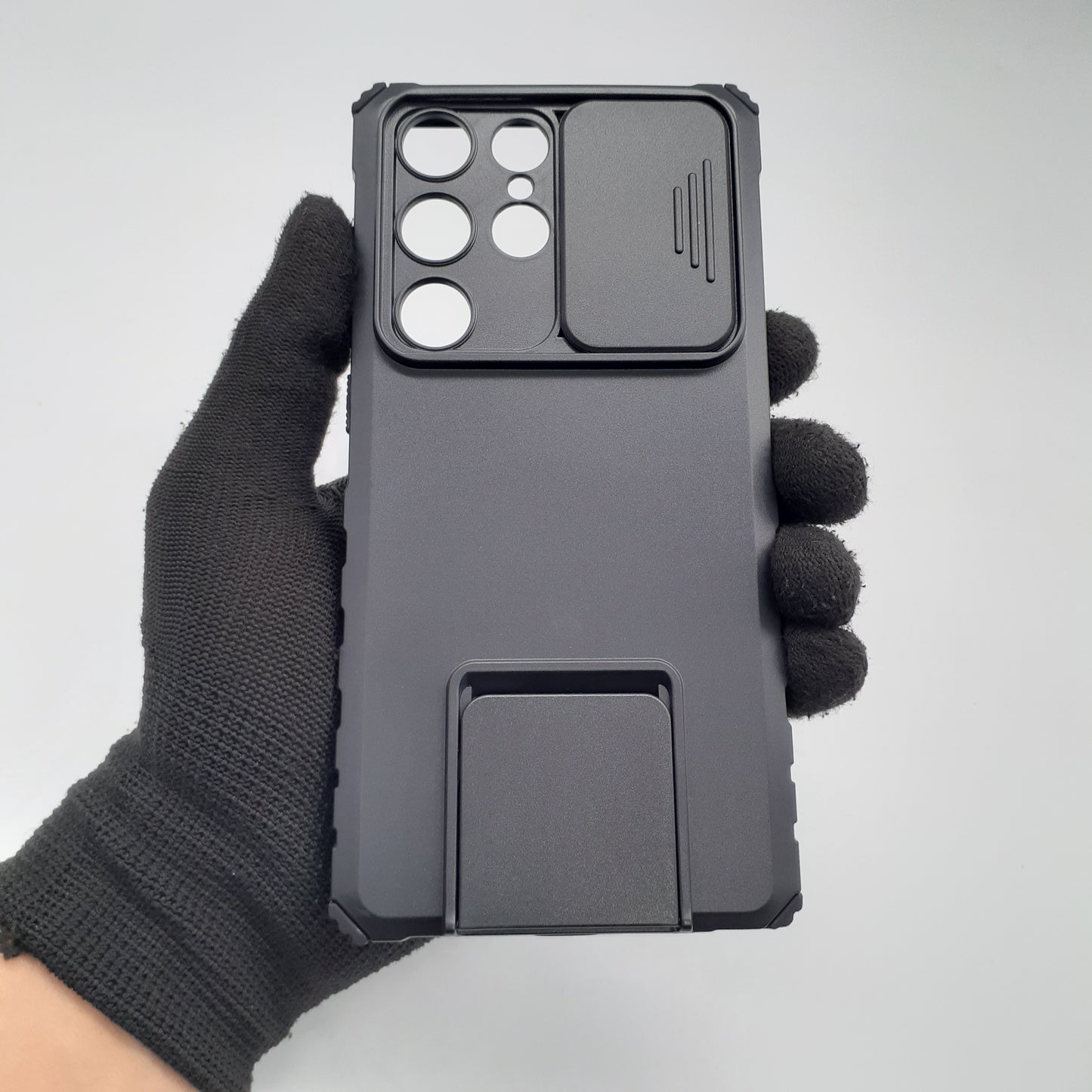 Samsung S23 Ultra Heavy Duty Shockproof Phone Case with Slide Camera Cover and Integrated Kickstand for Hands-Free Viewing