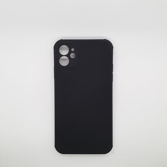 iPhone 11 Carbon Fiber texture Hard Rubber armour back cover shock-porof case