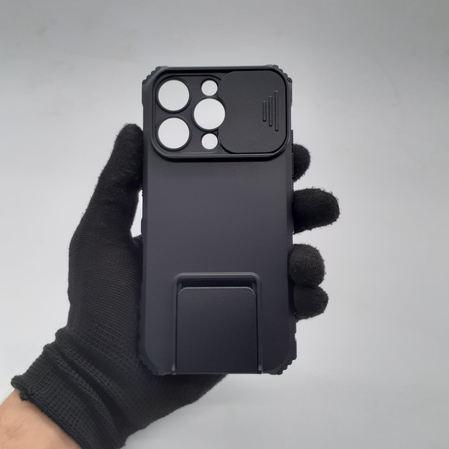 iPhone 16 Pro Case with Slide Camera Cover and Built-in Kickstand, Heavy Duty Shockproof Protective Cover with Integrated Stand for Hands-Free Viewing
