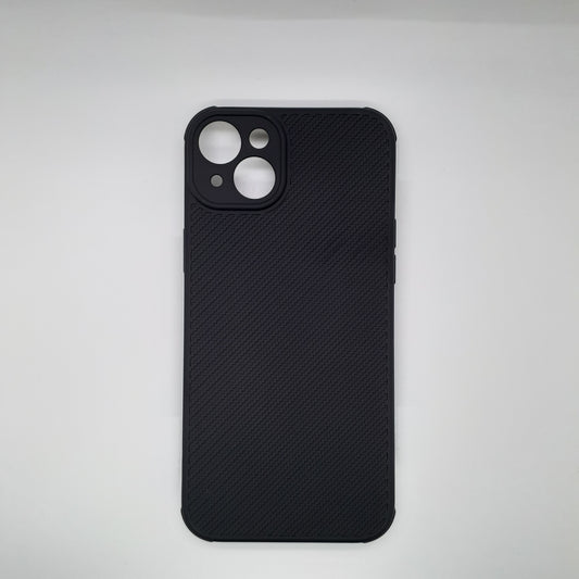 iPhone 15 Plus Carbon Fiber texture Hard Rubber armour back cover shock-porof case