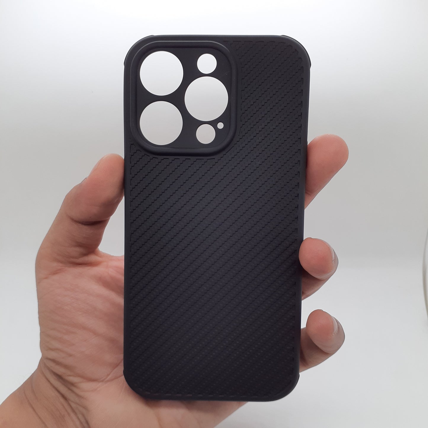 iPhone 14 Pro Carbon Fiber texture Hard Rubber armour back cover shock-porof case