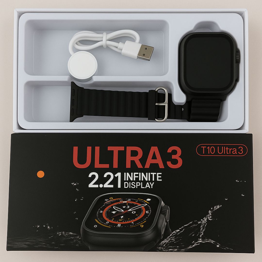 T10 Ultra 3 Smart Watch Bluetooth Calling Fitness Tracker Heart Rate SpO2 Monitor IP67 Waterproof Compatible with Android iOS