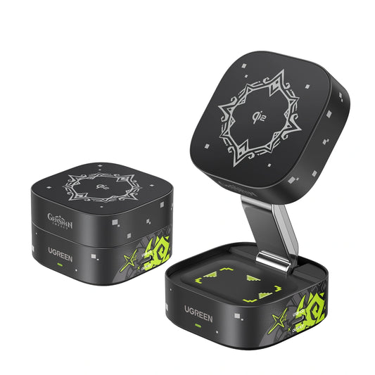 UGREEN 2-in-1 Qi2 Genshin Impact Edition Magnetic Wireless Charger – Model W702 – Fast Magnetic Charging Pad or Station for Compatible iPhone, AirPods and Qi-Enabled Devices
