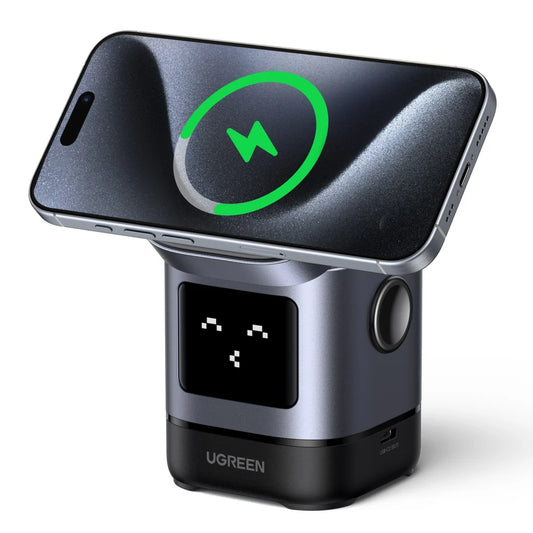 UGREEN 2-in-1 Magnetic (Phone & AirPods) Wireless Charger – Model W528 – Fast Magnetic Charging Pad or Station for Compatible iPhone, AirPods and Qi-Enabled Devices