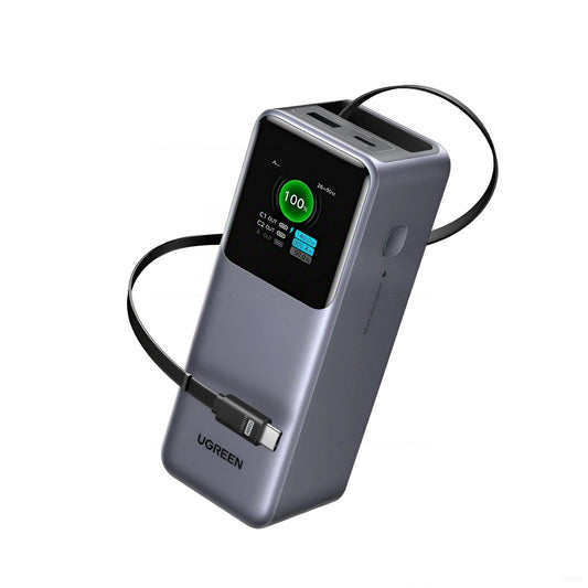 UGREEN Nexode 20000mAh 165W Smart Display Power Bank with Retractable Cable (CCC Version) – Model PB726 – Portable Fast Charging Battery Pack for Smartphones, Tablets, Laptops and USB-Powered Devices