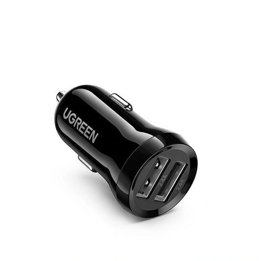 UGREEN 24W Dual USB Car Charger (Dual USB-A Car Charger) - Black – Model ED018 – Compact In-Car Fast Charging Power Adapter for Smartphones, Tablets and USB Devices