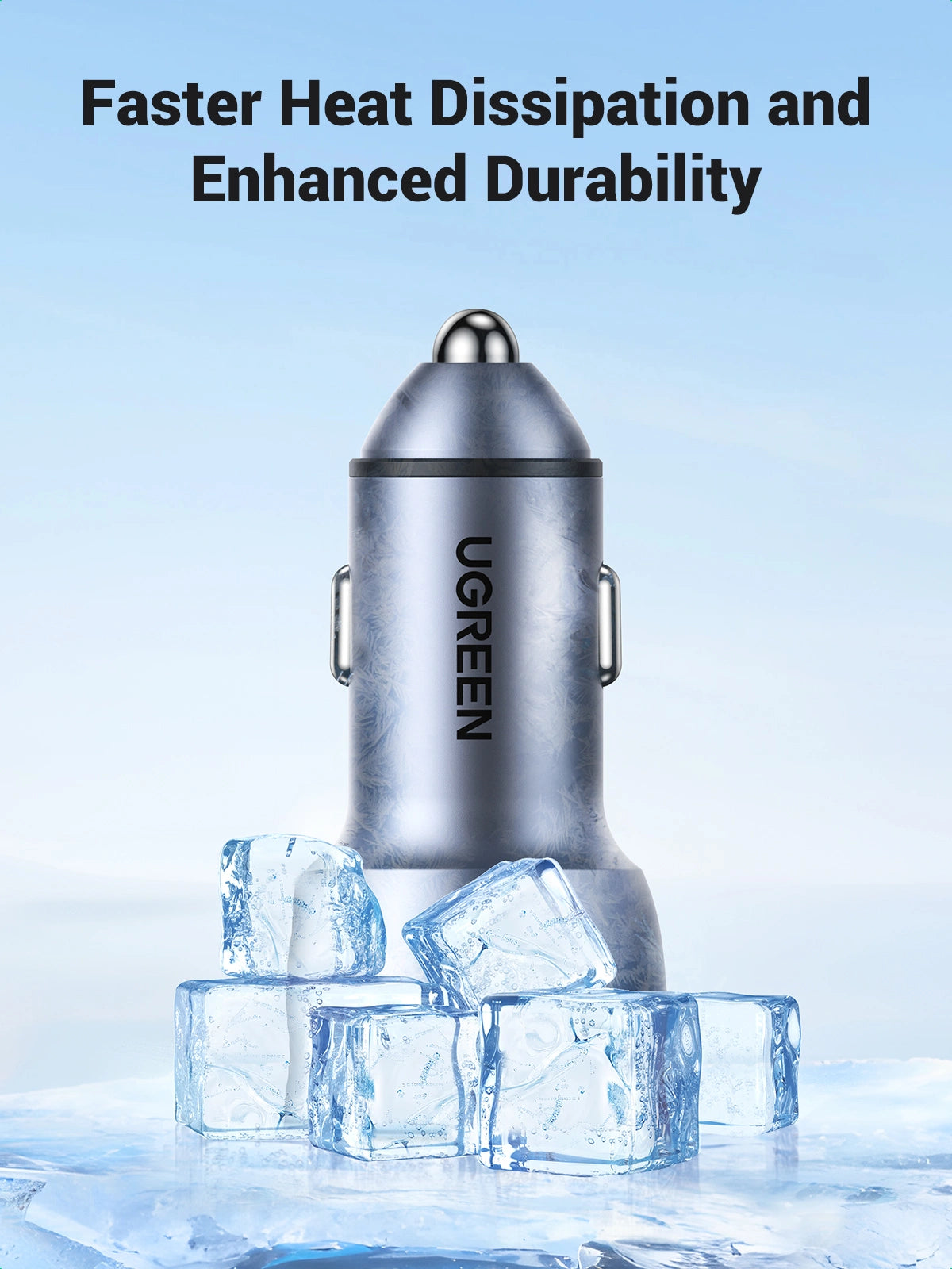 UGREEN 60W Dual USB-C Port PD Fast Car Charger – Model CD213 – Compact In-Car Fast Charging Power Adapter for Smartphones, Tablets and USB Devices