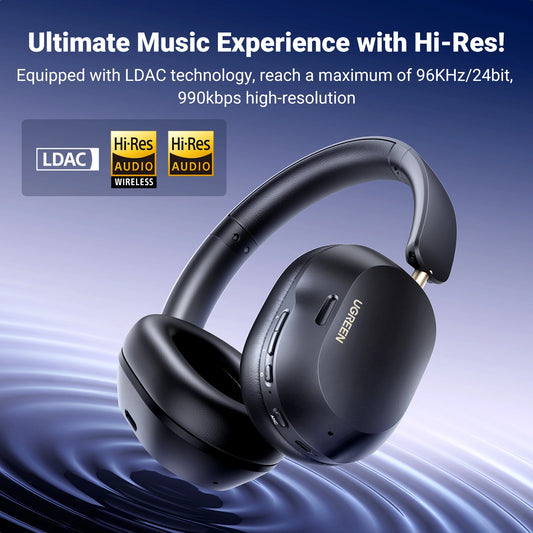 UGREEN HiTune Max5c Hybrid Active Noise-Cancelling Headphones Black – Model HP203 – Clear Audio Accessory for Music, Calls, Gaming, Streaming, Travel and Everyday Listening