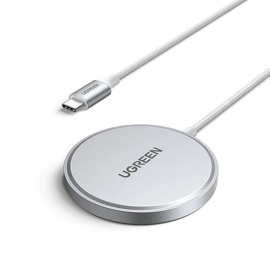 UGREEN Magnetic Wireless Charger 15W White - iPhone – Model W703 – Fast Magnetic Charging Pad or Station for Compatible iPhone, AirPods and Qi-Enabled Devices