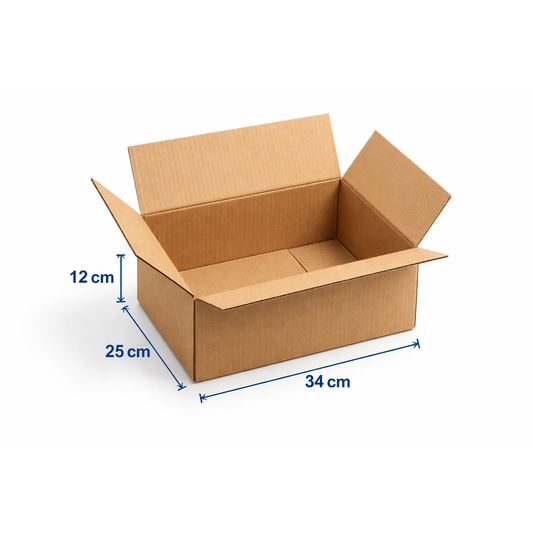 Super Strong 3-Ply Cardboard Box for Shipping, Storage & Packing – 34×25×12 cm