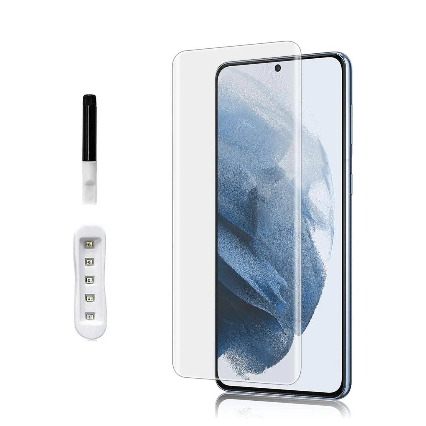 Pack of UV Glue Full Screen Protector Tempered Glass + Carbon Back Sticker and Camera Lens Protection for Samsung S23 Plus