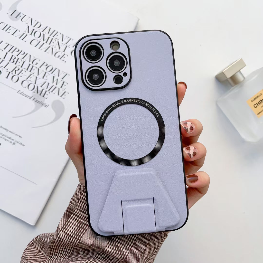 iPhone 13 Pro Max Magsafe Wireless Charging Mobile Phone Leather Case Buckle Ring Stand Back Cover