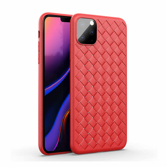 iPhone 11 Pro Cross Grid Weaving Pattern Design Silicone Case back Cover