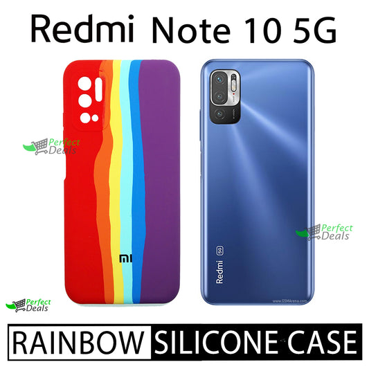 Latest Rainbow Silicone case for New Redmi Note 10 5G
