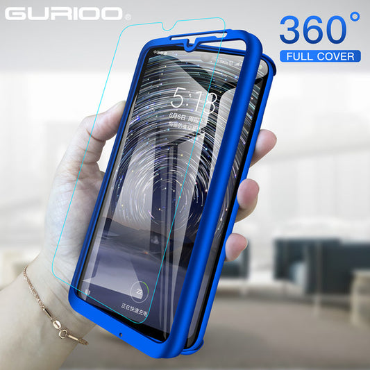 360° Case Cover for with a Free Screen Protector Tempered Glass for Xiaomi Mi POCO