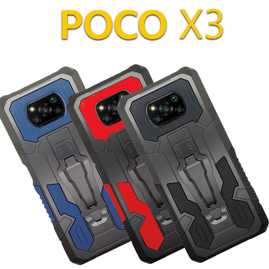 iCrystal Hybrid Anti Shock Case with Holder and Stand for Mi POCO X3