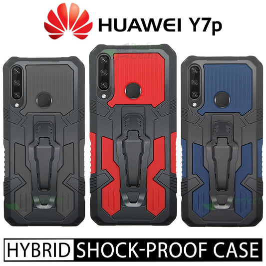iCrystal Hybrid Anti Shock Case with Holder and Stand for Huawei Y7p