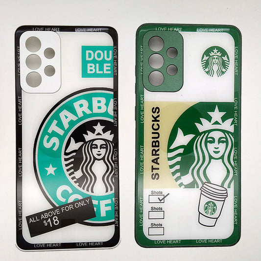 A72 4G Starbucks Series High Quality Perfect Cover Full Lens Protective Transparent TPU Case For Samsung A72 4G
