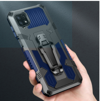 iCrystal Hybrid Anti Shock Case with Holder and Stand for Samsung A22 4G