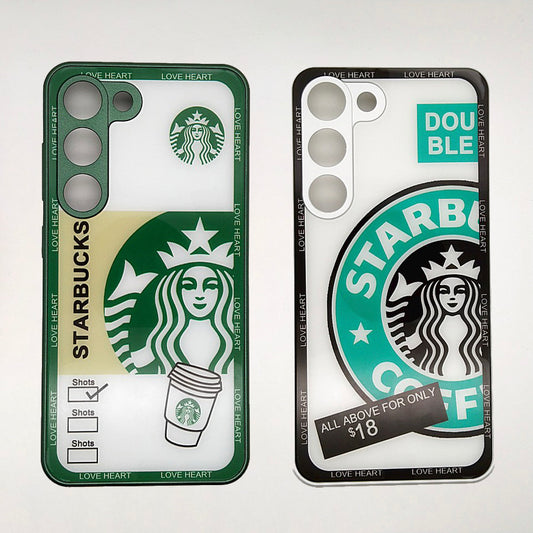 S23 Starbucks Series High Quality Perfect Cover Full Lens Protective Transparent TPU Case For Samsung S23